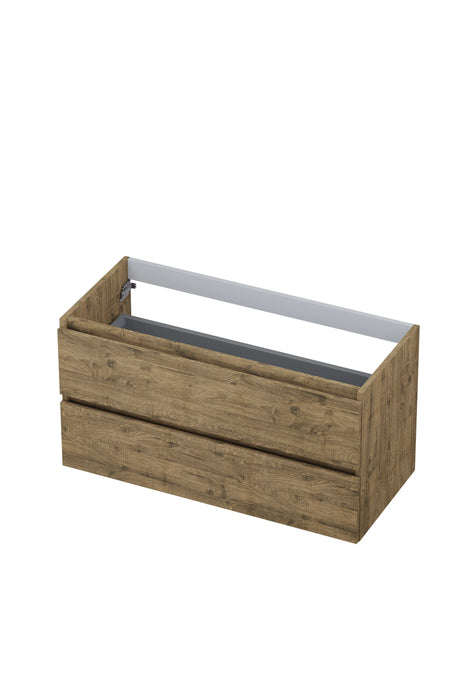 Ink Onderkast 2 laden greeploos met houten keerlijst - Houtskool eiken - 100x45x52 cm  -1257148