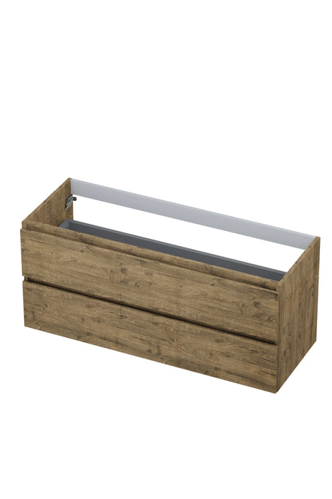 Ink Onderkast 2 laden greeploos met houten keerlijst - Houtskool eiken - 120x45x52 cm  -1257158