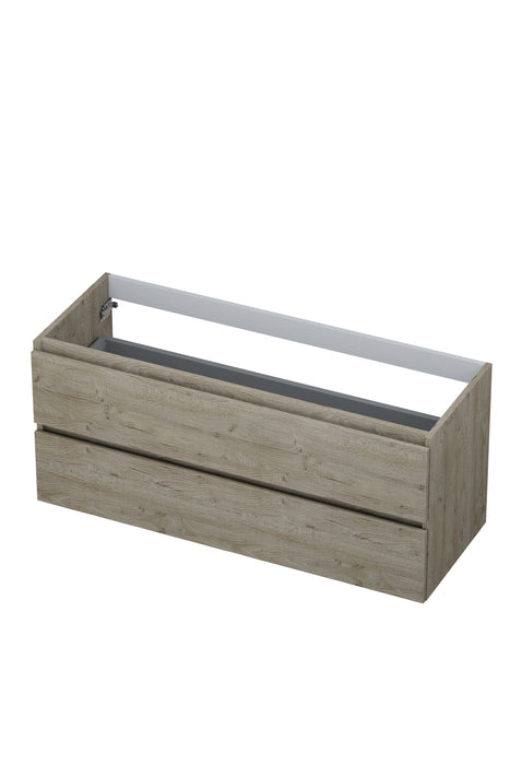 Ink Onderkast 2 laden greeploos met houten keerlijst - Houtskool eiken - 120x45x52 cm  -1257158