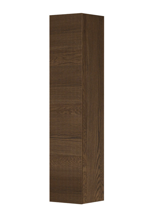 Ink Hoge kast Hoge kast 1 deur greeploos verticaal gefreesd massief eiken - Massief eiken chocolate - 36x37x169cm - 1259576