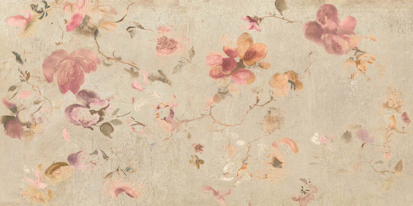 Antica Ceramica Rubiera, Decors - Flower Beige, Naturale, 60x120cm, 9.50mm, Rett.