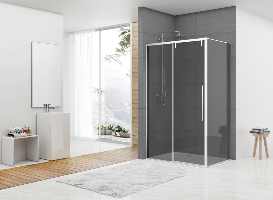 Van Rijn ST06350 douchecabine schuifdeur zij-instap - 180x90cm - rookglas - chroom