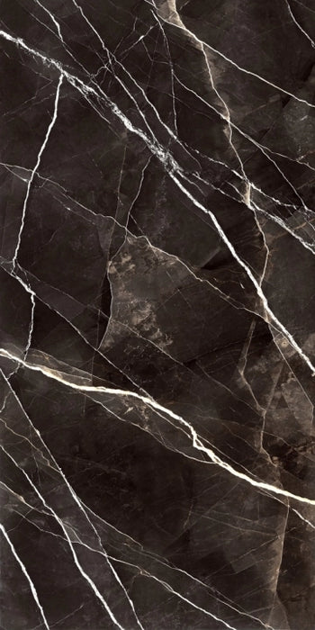 Marazzi, Grande_marble Look - METM - Calacatta Black, Stuoiato Lux, 160x320cm, 6.00mm, Rett.