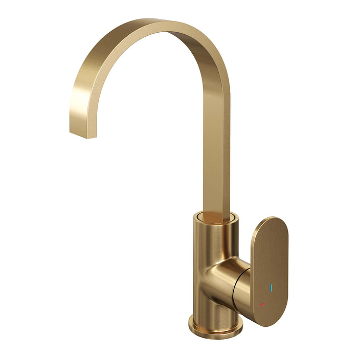 Brauer Edition wastafelkraan hoog cascade - Geborsteld Goud PVD - 5-GG-003-S1