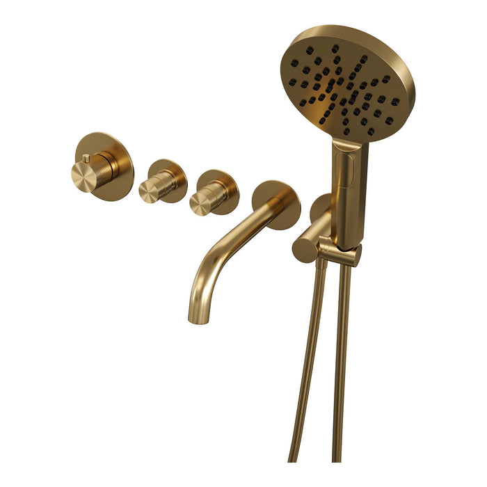 Brauer Copper Edition inbouw badthermostaat met uitloop - 3-standen handdouche - Geborsteld Koper PVD -  5-GK-023