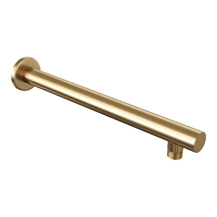 Brauer Gold Edition thermostatische inbouw regendouche met drukknoppen SET 61 met 20 cm douchekop en rechte muurarm en staaf handdouche en doucheslang en geïntegreerde glijstang goud geborsteld PVD