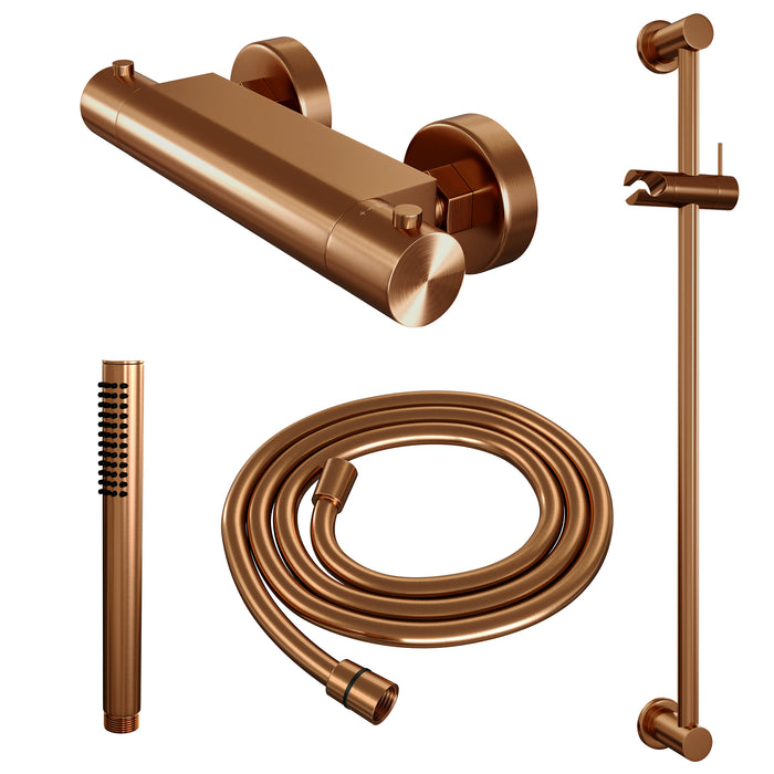 Brauer Copper Edition glijstangset - staafhanddouche - Geborsteld Koper PVD - 5-GK-044-1