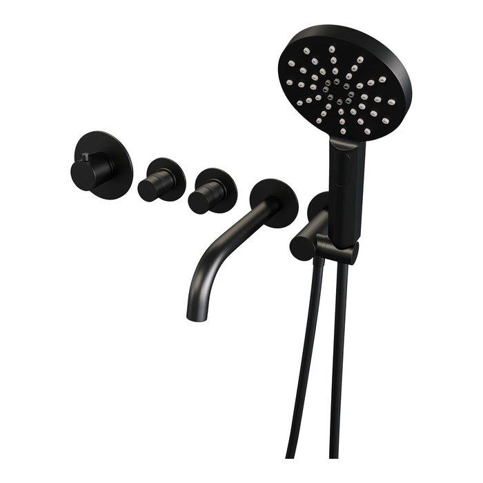 Brauer Black Edition inbouw badthermostaat met uitloop - 3-standen handdouche - Mat Zwart -  5-S-023