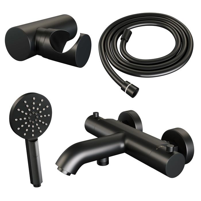 Brauer Black Edition badthermostaat met badset - 3 standen handdouche - Mat Zwart -  5-S-041-4