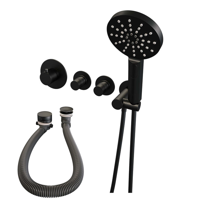 Brauer Black Edition inbouw badthermostaat met badafvoer/vulcombinatie - 3-standen handdouche - Mat Zwart -  5-S-047