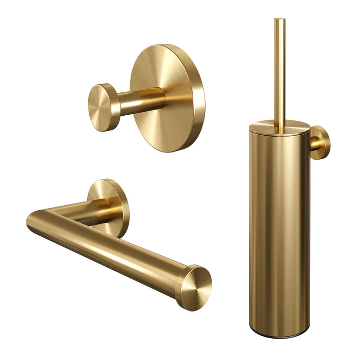 Brauer Gold Edition toilet accessoires set 3-in-1 Geborsteld Goud PVD -  5-GG-152