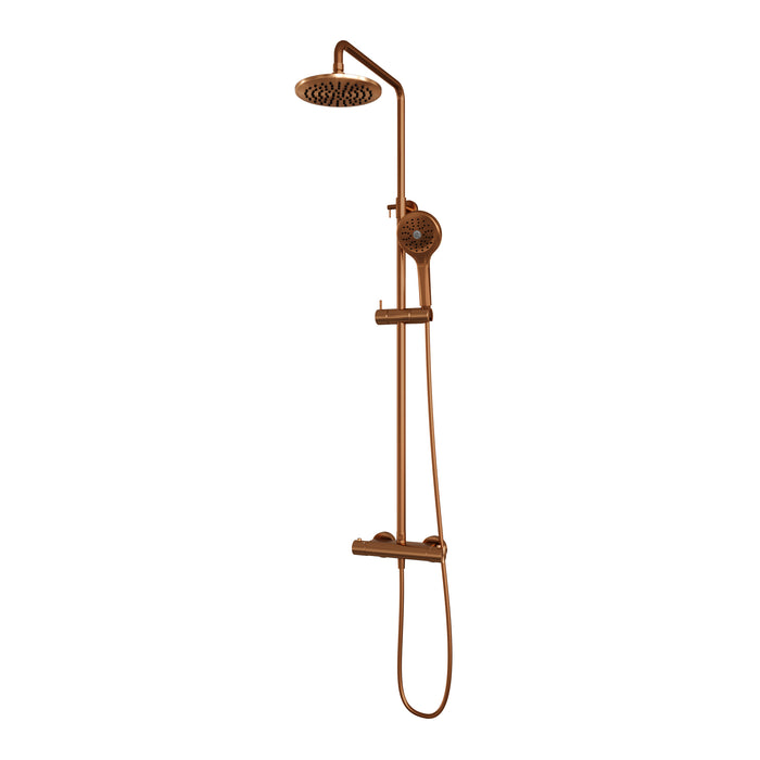 Brauer Copper Edition stortdoucheset - hoofddouche 20cm - ronde handdouche - Geborsteld Koper PVD -  5-GK-007-2