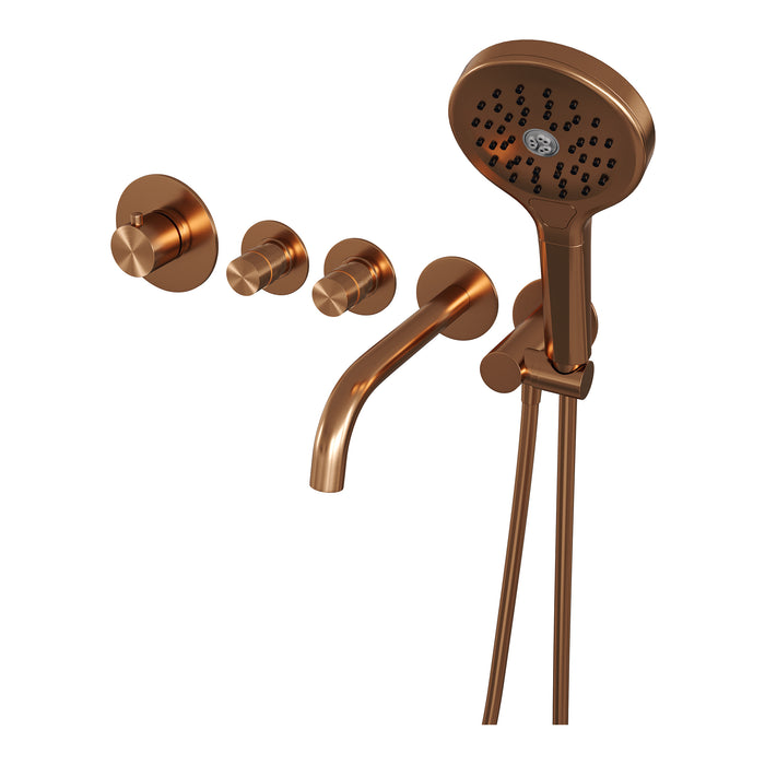 Brauer Copper Edition inbouw badthermostaat met uitloop - 3-standen handdouche - Geborsteld Koper PVD -  5-GK-023