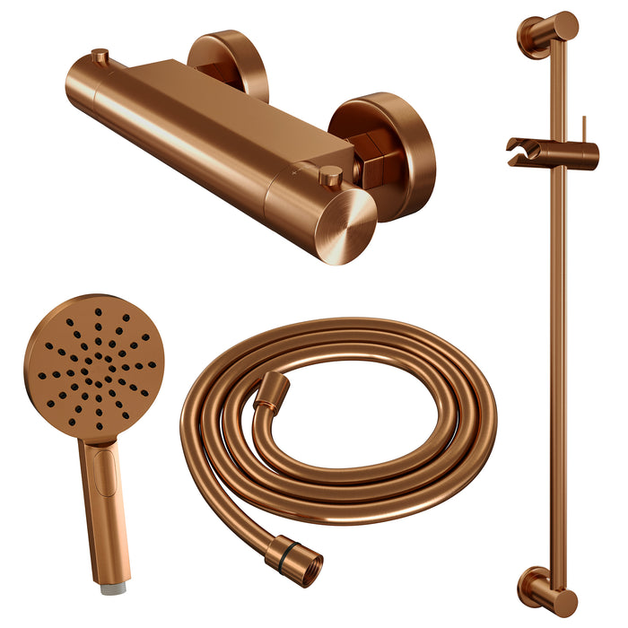 Brauer Copper Edition glijstangset - 3-standen handdouche - Geborsteld Koper PVD -5-GK-044-2