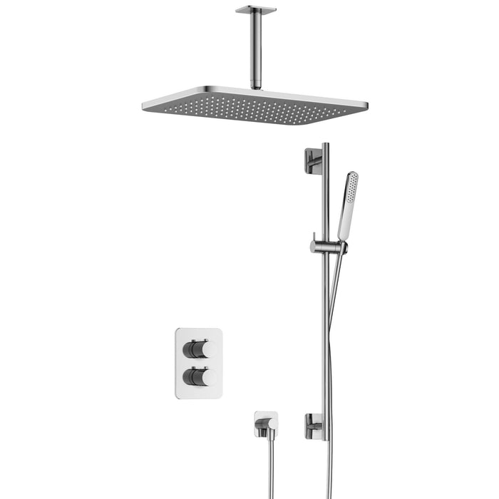 Hotbath Gal IBS40A inbouw doucheset met 2-weg stop-omstel met plafondbuis, gl106 en glijstang - Geborsteld Gunmetal PVD