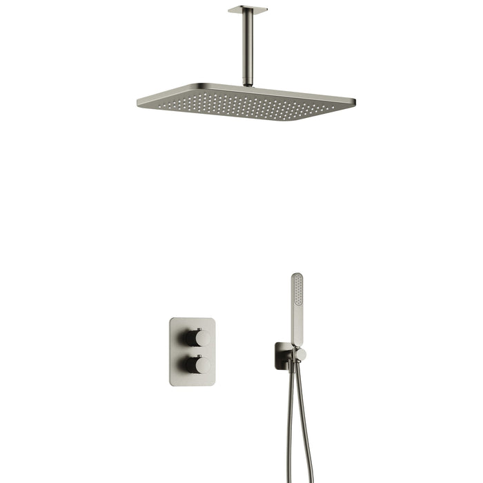 Hotbath Gal IBS40A inbouw doucheset met 2-weg stop-omstel met plafondbuis en gl106 - Geborsteld Gunmetal PVD