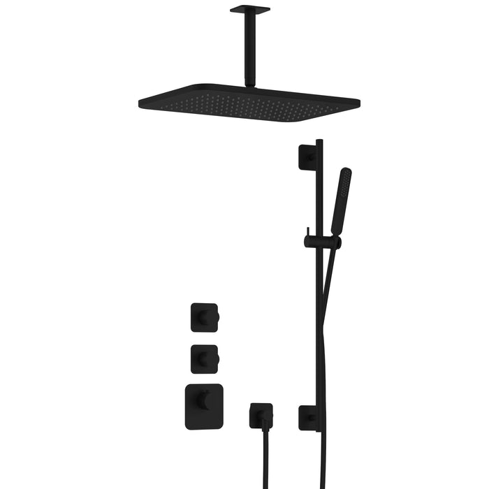 Hotbath Gal IBS40 inbouw doucheset High Flow met 2 stopkranen met plafondbuis, gl106 en glijstang - Geborsteld Messing PVD