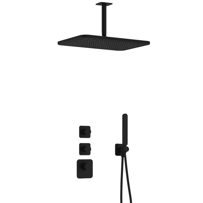 Hotbath Gal IBS40 inbouw doucheset High Flow met 2 stopkranen met plafondbuis en gl106 - Mat Zwart