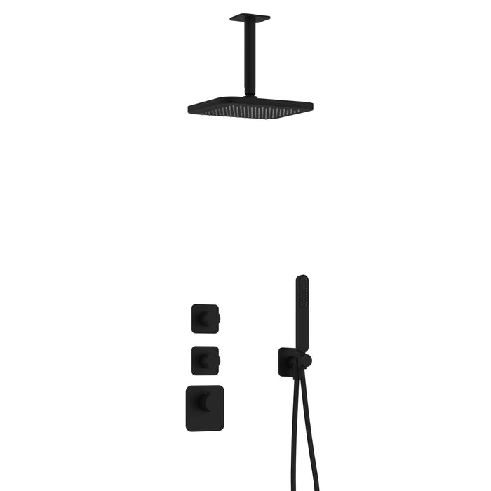 Hotbath Gal IBS40 inbouw doucheset High Flow met 2 stopkranen met plafondbuis - Mat Zwart