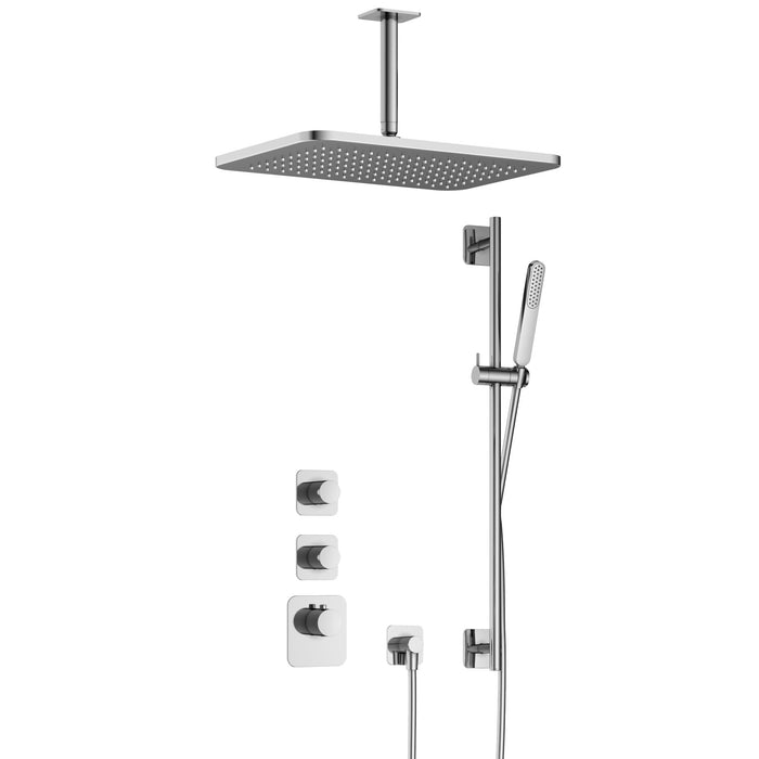 Hotbath Gal IBS40 inbouw doucheset High Flow met 2 stopkranen met plafondbuis, gl106 en glijstang - Geborsteld Gunmetal PVD