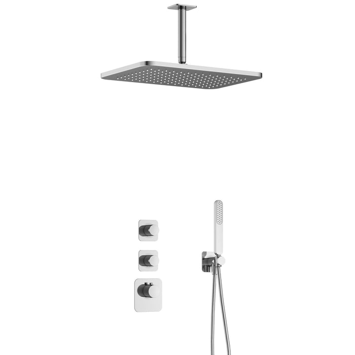 Hotbath Gal IBS40 inbouw doucheset High Flow met 2 stopkranen met plafondbuis en gl106 - Geborsteld Gunmetal PVD