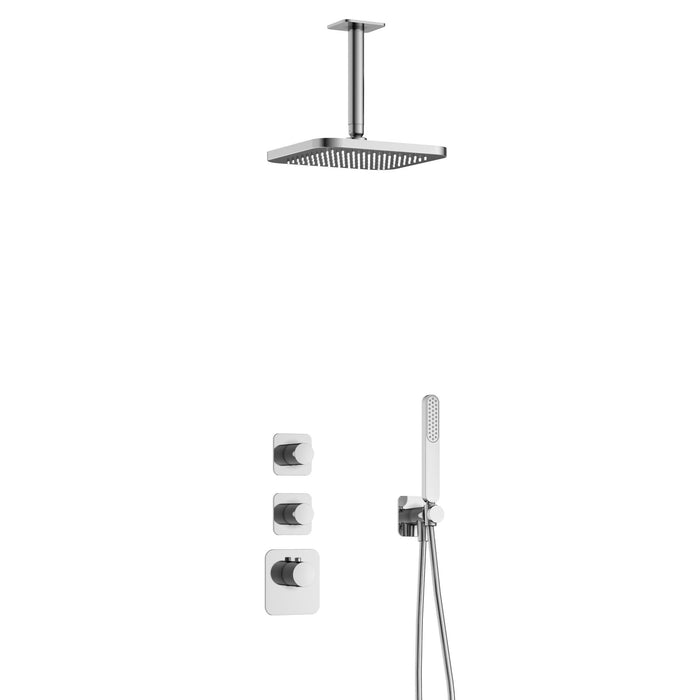 Hotbath Gal IBS40 inbouw doucheset High Flow met 2 stopkranen met plafondbuis - Geborsteld Gunmetal PVD