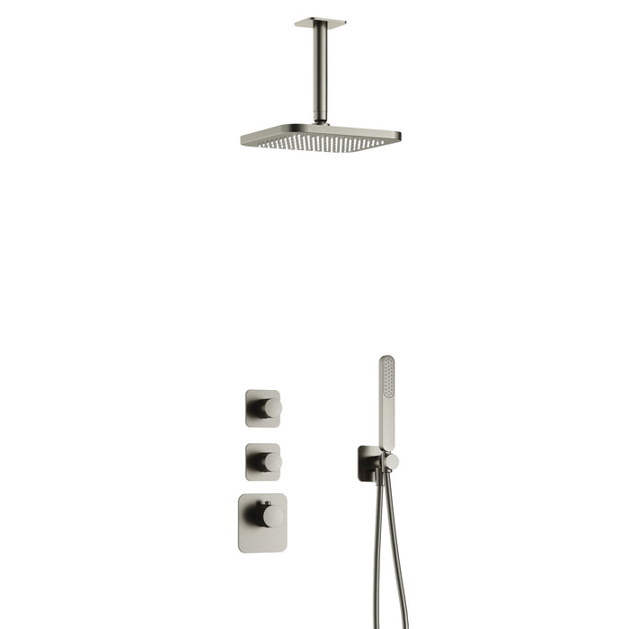 Hotbath Gal IBS40 inbouw doucheset High Flow met 2 stopkranen met plafondbuis - Geborsteld Gunmetal PVD