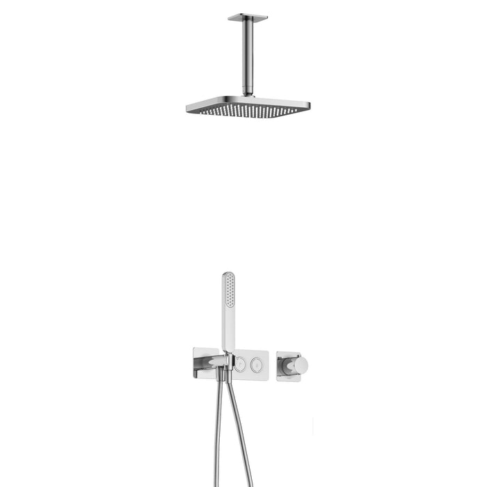 Hotbath Gal IBS41 inbouw doucheset met 2 pushbuttons met plafondbuis - Geborsteld Gunmetal PVD