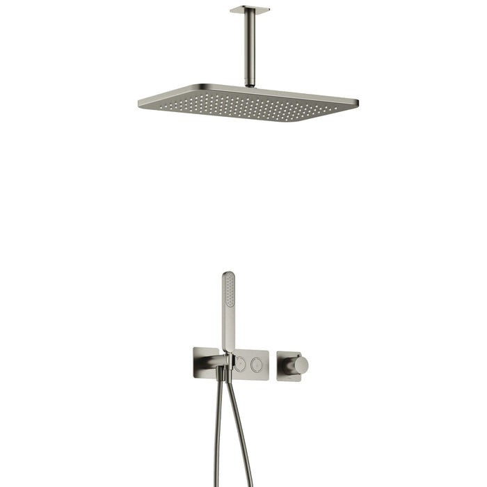 Hotbath Gal IBS41 inbouw doucheset met 2 pushbuttons met plafondbuis en gl106 - Geborsteld Gunmetal PVD