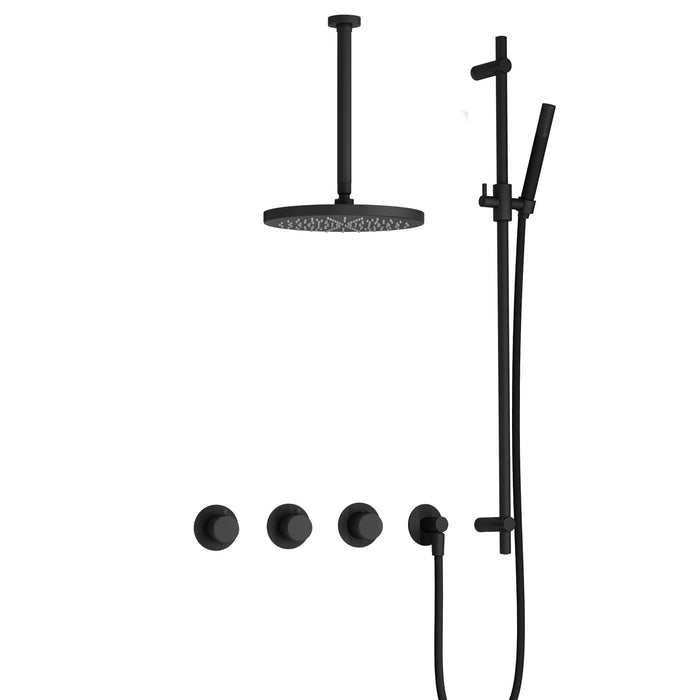 Hotbath Cobber IBS70 inbouw doucheset met 2 stopkranen met plafondbuis 30 cm, m106 en glijstang - Geborsteld Messing