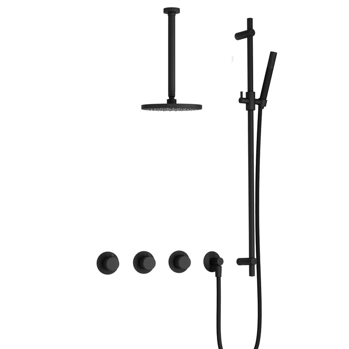 Hotbath Cobber IBS70 inbouw doucheset met 2 stopkranen met plafondbuis 30 cm en glijstang - Verouderd IJzer