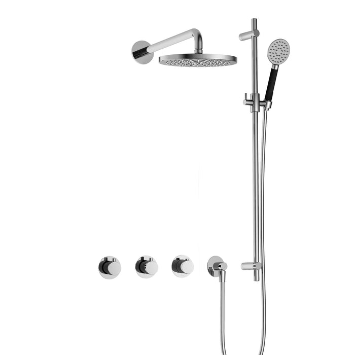 Hotbath Cobber IBS70 inbouw doucheset met 2 stopkranen met ronde handdouche en glijstang - Zwart Chroom