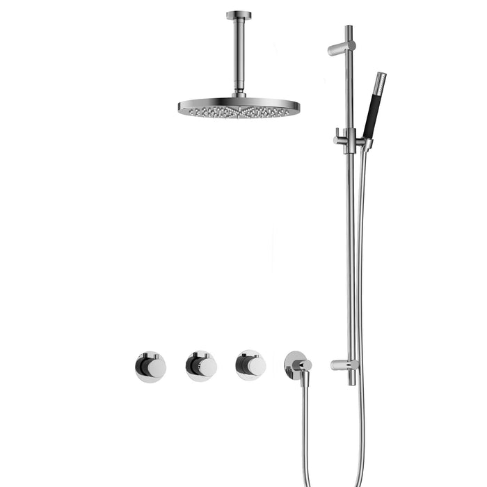 Hotbath Cobber IBS70 inbouw doucheset met 2 stopkranen met plafondbuis 15 cm, m106 en glijstang - Zwart Chroom