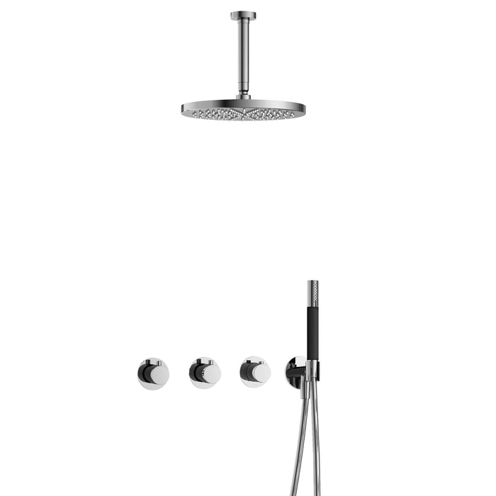 Hotbath Cobber IBS70 inbouw doucheset met 2 stopkranen met plafondbuis 15 cm en m106 - Chroom