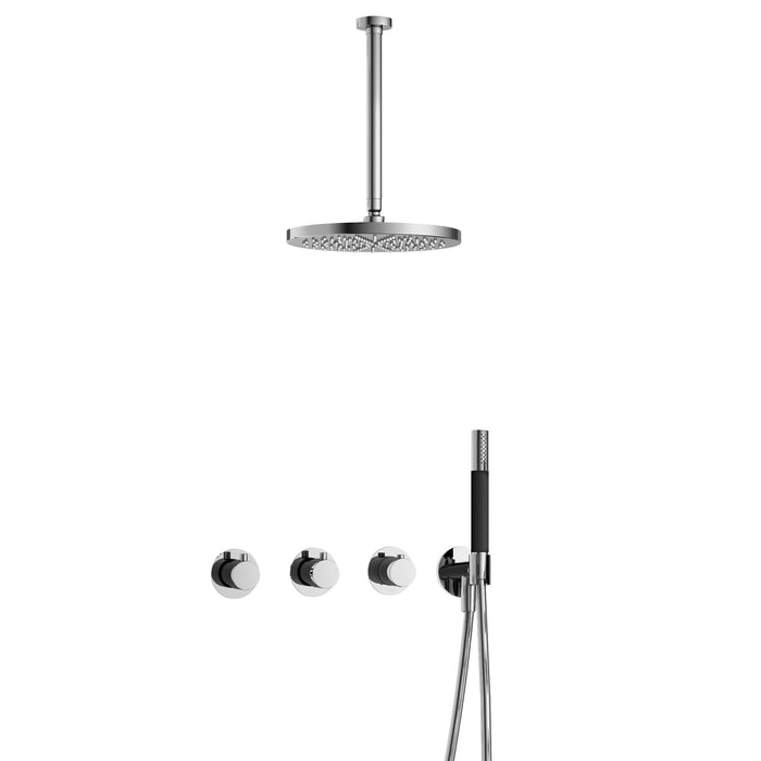 Hotbath Cobber IBS70 inbouw doucheset met 2 stopkranen met plafondbuis 30 cm en m106 - Zwart Chroom