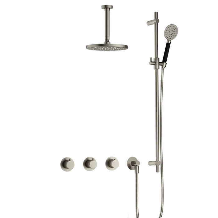 Hotbath Cobber IBS70 inbouw doucheset met 2 stopkranen met ronde handdouche, plafondbuis 15 cm en glijstang - Chroom