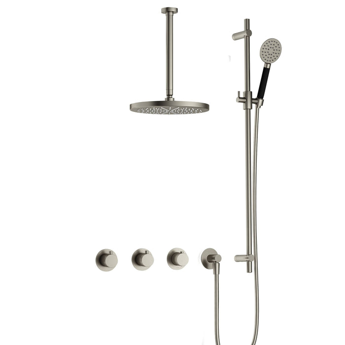 Hotbath Cobber IBS70 inbouw doucheset met 2 stopkranen met ronde handdouche, plafondbuis 30 cm en glijstang - Mat Wit