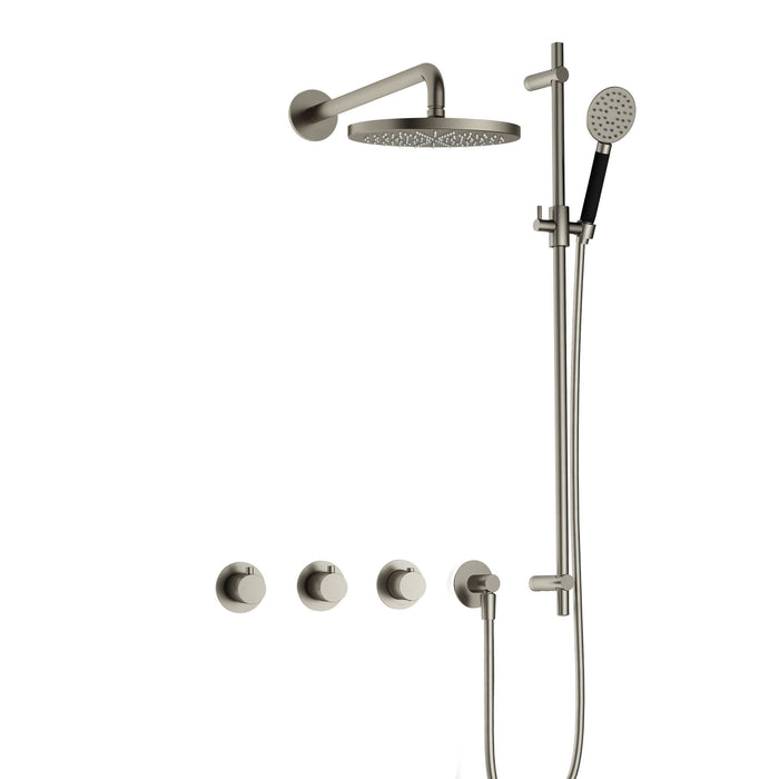 Hotbath Cobber IBS70 inbouw doucheset met 2 stopkranen met ronde handdouche en glijstang - Mat Wit