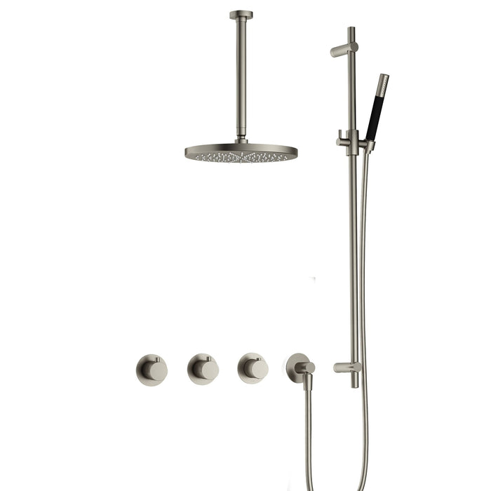 Hotbath Cobber IBS70 inbouw doucheset met 2 stopkranen met plafondbuis 30 cm, m106 en glijstang - Zwart Chroom