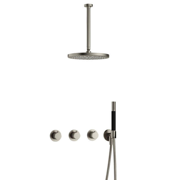 Hotbath Cobber IBS70 inbouw doucheset met 2 stopkranen met plafondbuis 30 cm en m106 - Zwart Chroom