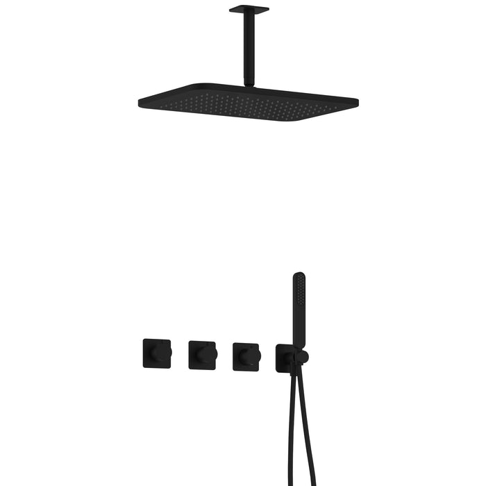 Hotbath Gal IBSGL70 inbouw doucheset met 2 stopkranen met plafondbuis en gl106 - Mat Zwart