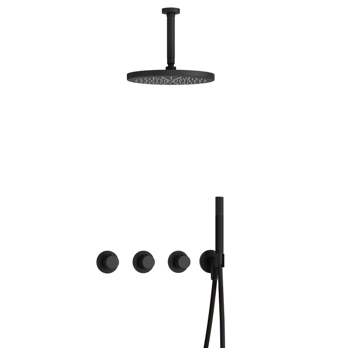 Hotbath Cobber X IBSX70 inbouw doucheset met 2 stopkranen met plafondbuis 15 cm en m106 - Geborsteld Messing PVD