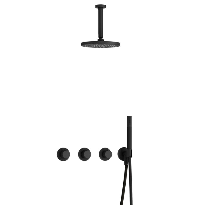 Hotbath Cobber X IBSX70 inbouw doucheset met 2 stopkranen met plafondbuis 15 cm - Geborsteld Messing PVD