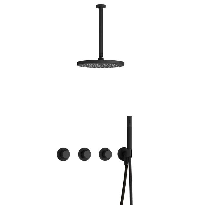 Hotbath Cobber X IBSX70 inbouw doucheset met 2 stopkranen met plafondbuis 30 cm en m106 - Geborsteld Messing PVD