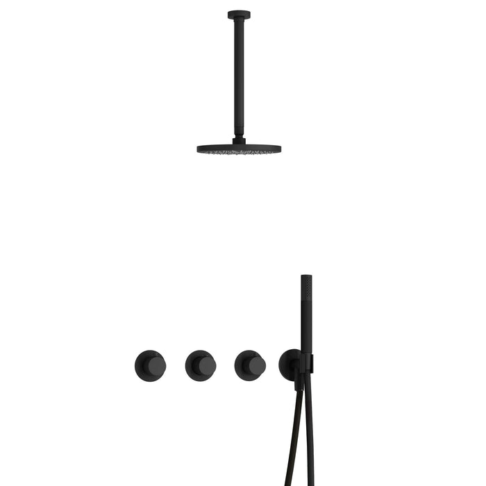 Hotbath Cobber X IBSX70 inbouw doucheset met 2 stopkranen met plafondbuis 30 cm - Geborsteld Messing PVD