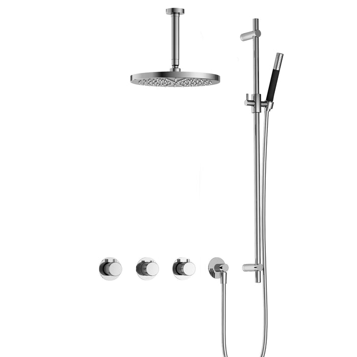 Hotbath Cobber X IBSX70 inbouw doucheset met 2 stopkranen met plafondbuis 15 cm, m106 en glijstang - Chroom