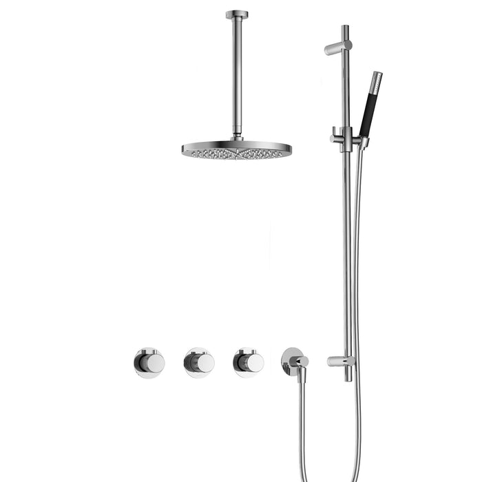 Hotbath Cobber X IBSX70 inbouw doucheset met 2 stopkranen met plafondbuis 30 cm, m106 en glijstang - Chroom