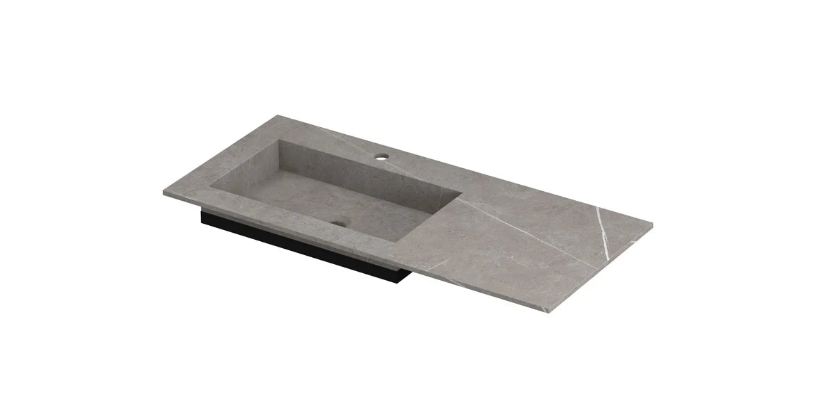 Ink Post Wastafel keramische slab envelop bak links met 1 kraangat - Armani grey mat - 100x45x1cm - 0210171