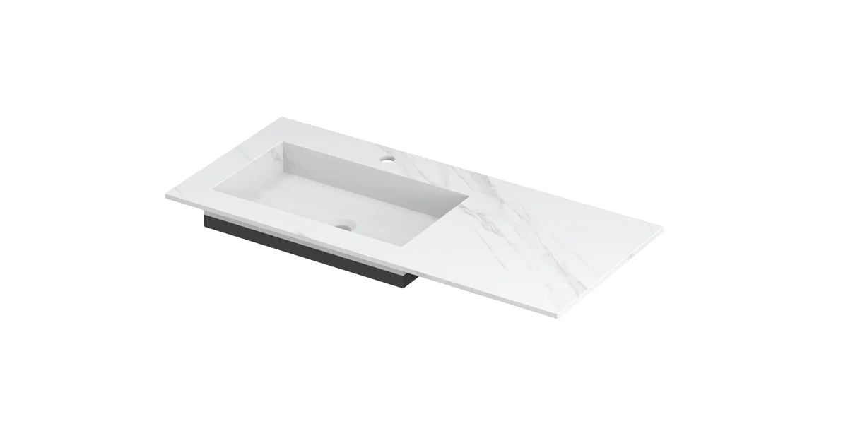 Ink Post Wastafel keramische slab envelop bak links met 1 kraangat - Calacatta mat - 100x45x1cm - 0210170