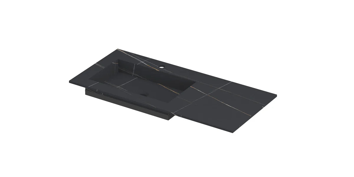 Ink Post Wastafel keramische slab envelop bak links met 1 kraangat - Lauren black mat - 100x45x1cm - 0210172